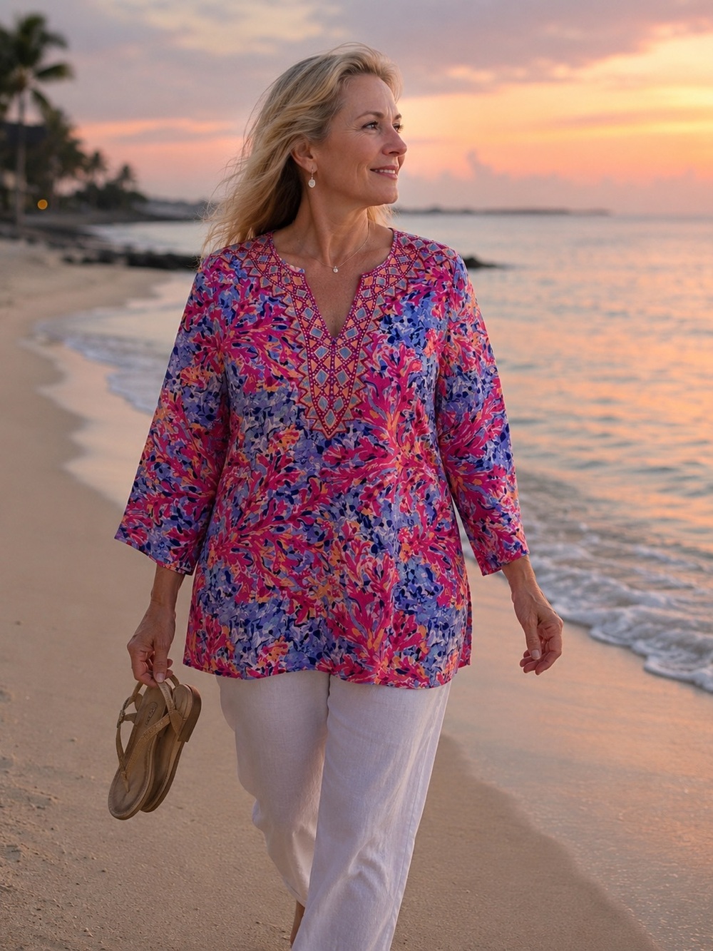 Lilly Pulitzer Renato Women's Silk Tunic Blouse Vibrant Pink Floral Pattern Sz S